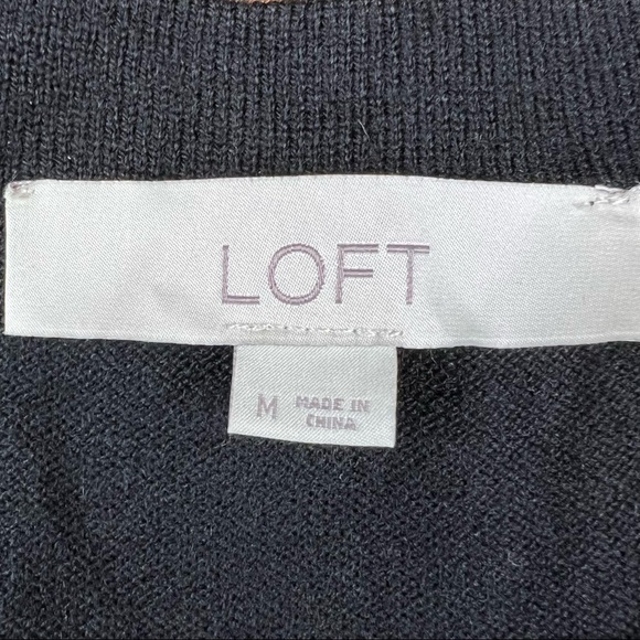 Loft Medium Black Floral Open Sleeve w/ Ties Bell Sleeves Boho Top Ann Taylor - Picture 4 of 8